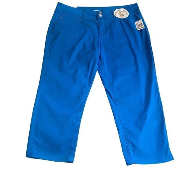 Curve Appeal NWT Tummy Tucking Shaping System Ankle Casual Pant In Ibiza Blue - Picture 1 of 7